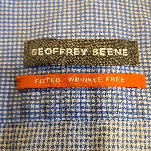 Geoffrey Beene Men Long Sleeve Button Up Shirt Checked Pattern Size 17 (34/35) - Picture 6 of 13